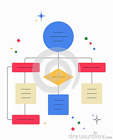 Flowchart Diagram In Flat Vector Illustration Symbolizing Workflow, Process Mapping, And Business Strategy, Isolated On Vector Illustration