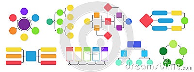Flowchart diagram. Workflow flow charts, business structural infographics chart and flowing diagrams isolated vector set Vector Illustration