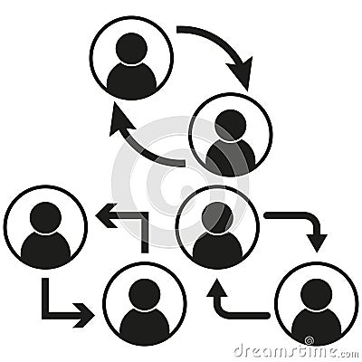 Flowchart icon. Circular arrows. Human icons network. Process vector diagram. Vector Illustration