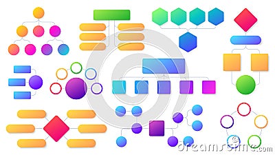 Flowchart infographic. Workflow organization hierarchy structure, info chart graphic diagrams. Timeline, business Vector Illustration