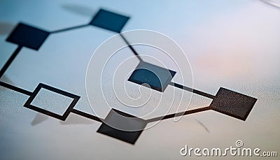 Flowchart showing various steps of a process, representing workflow, stages, and methodology Stock Photo