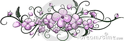 Violet flowers on white background Vector Illustration