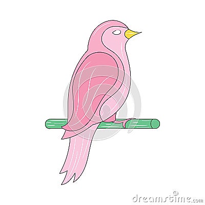 Simple dove bird vector illustration, Colored linear style Cartoon Illustration