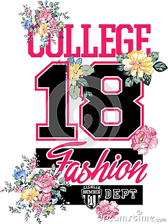 Text design and effect pattern with flower. For textile, ready for printing Vector Illustration