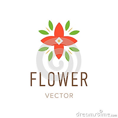 Flower abstract logo design, Template style floral symbol isolated. Beautiful icon or emblem. Vector Illustration