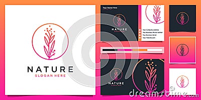 Flower abstract modern gradient logo design and business card. beauty salon, fashion, skincare, cosmetic, yoga and spa products. Vector Illustration