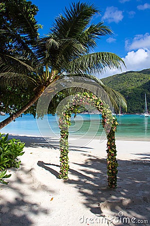 Flower Arch for a Wedding at the Beach Stock Photo