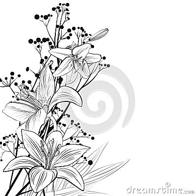 Flower arrangement with lilies in graphic Stock Photo