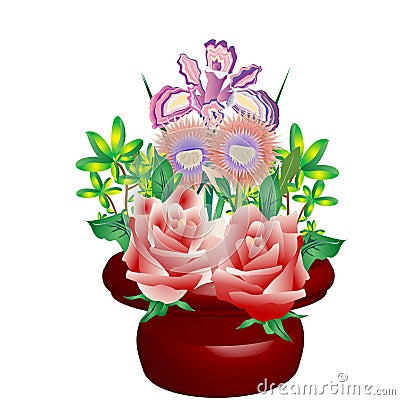 Flower Arrangement vector Cartoon Illustration