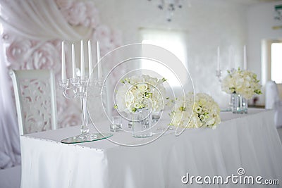 Flower arrangements on the table Stock Photo