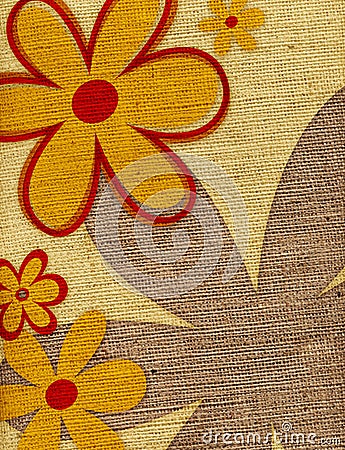Flower Background on Burlap Stock Photo