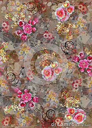 Flower background color pattern image cute graphics digital vintage colorful Stock Photo