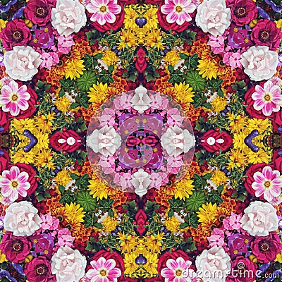 Flower background. Effect of a kaleidoscope. Stock Photo