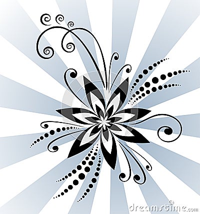 Flower and beams Vector Illustration