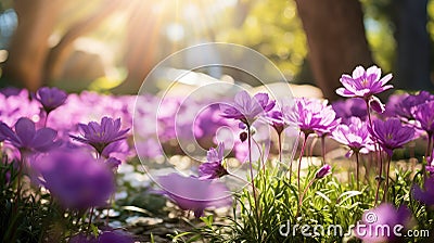 flower beauty outdoor purple botanical Cartoon Illustration