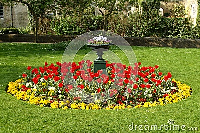 Flower Bed in a Formal Garden Stock Photo