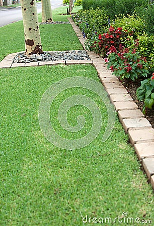 Flower bed and lawn edging Stock Photo