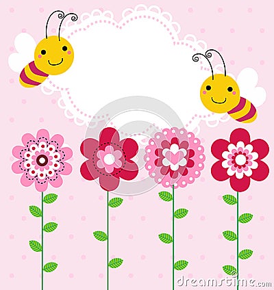 Flower and bee Vector Illustration