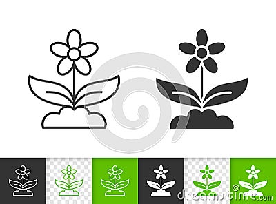 Flower simple black line vector icon Vector Illustration