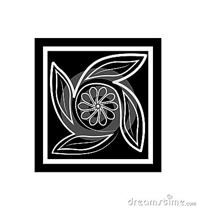 Flower black silhouette on white Vector Illustration