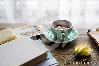 Flower Bloom Relaxation Tea Cup Peaceful Stock Photo