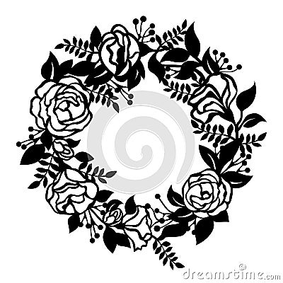 Flower blossom Wreath circle sign paper cut art vector design Vector Illustration