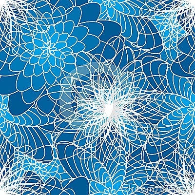 Flower blue bright white seamless pattern Vector Illustration