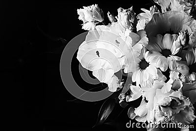 Flower bouquet as beautiful floral arrangement, creative flowers and floristic design, classic black and white Stock Photo