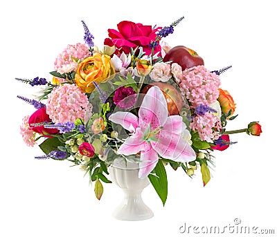 Flower bouquet in ceramic vase Stock Photo
