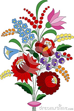 Flower bouquet embroidery folk pattern Vector Illustration