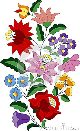 Flower bouquet embroidery pattern 2 Vector Illustration