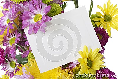 Flower bouquet with note card Stock Photo