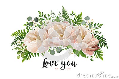 Flower Bouquet vector design element. Peach, pink rose peony, wa Vector Illustration