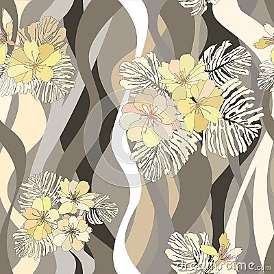 Flower bouquets seamless background. Vector Illustration