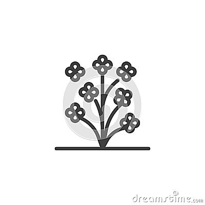 Flower bush line icon Vector Illustration