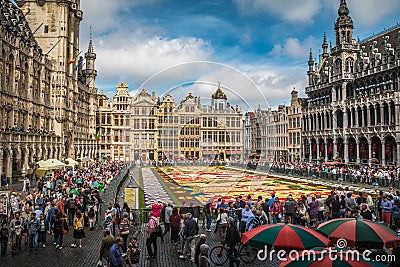 Flower carpet in Grand place Brussels Belgium Editorial Stock Photo