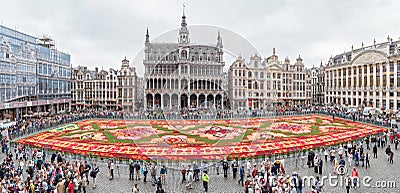 Flower carpet on the Grand Place square in Brussels Editorial Stock Photo