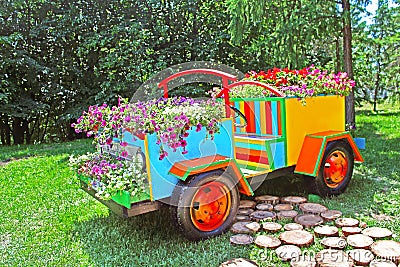 Flower cars exhibition at Spivoche Pole in Kyiv, Ukraine Editorial Stock Photo