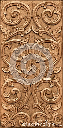 Flower carved on wood Stock Photo