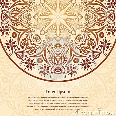 Flower circular background. A stylized drawing. Mandala. Stylized lace ornament. Indian floral ornament. Vector Illustration