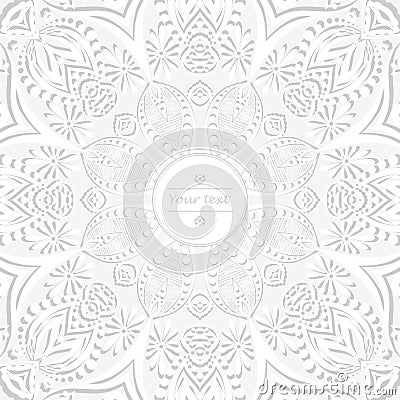 Flower circular background. A stylized drawing. Mandala. Stylized lace ornament. Indian floral ornament. Vector Illustration