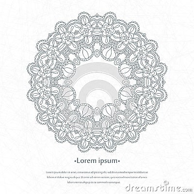 Flower circular background. A stylized drawing. Mandala. Stylized lace ornament. Indian floral ornament. Vector Illustration