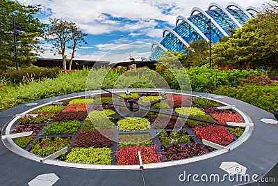 Flower clock in Park Gardens by the Bay in Singapore Stock Photo