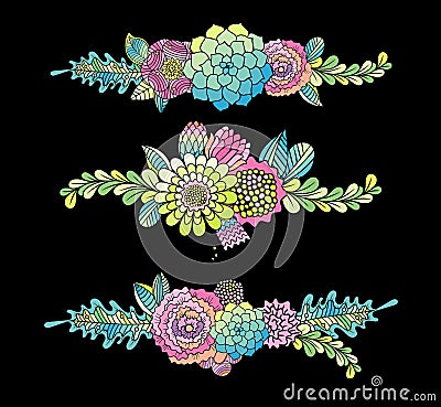 Flower collection, succulent, rose and leaf vector Vector Illustration