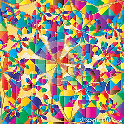 Flower colorful diamond shape seamless pattern Vector Illustration