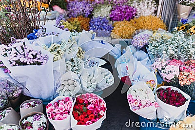 Flower colurful Flower market Kad Luang Chiang Mai Stock Photo