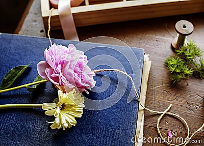 Flower on the cover book Stock Photo