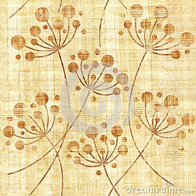 Flower Dandelions - seamless background - papyrus texture Stock Photo