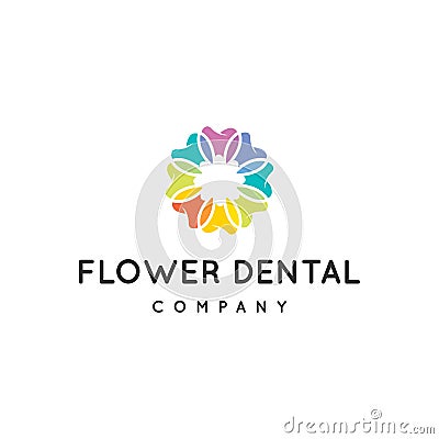 flower dental orthodontic implant care logo design template vector idea modern simple colorful playful Vector Illustration