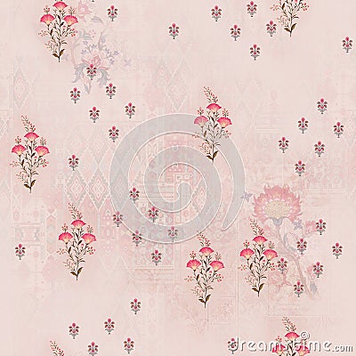 Flower digital print pattern background Stock Photo